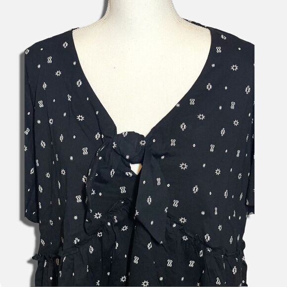 Torrid Black Babydoll Top Relaxed Tie Front Vintage Cotton Jersey Knit 3X - Picture 9 of 15